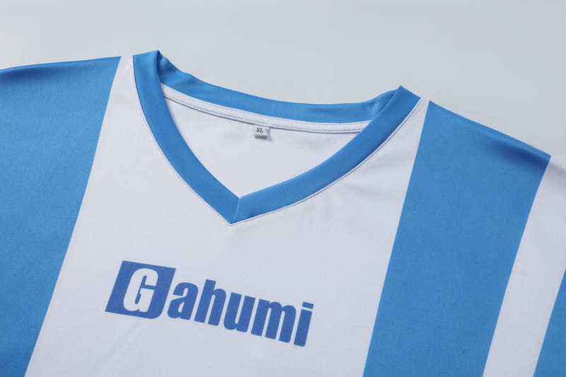 Football T-shirts-V-Neck 150G Reversible Moisture Transfer - Blue & White-01