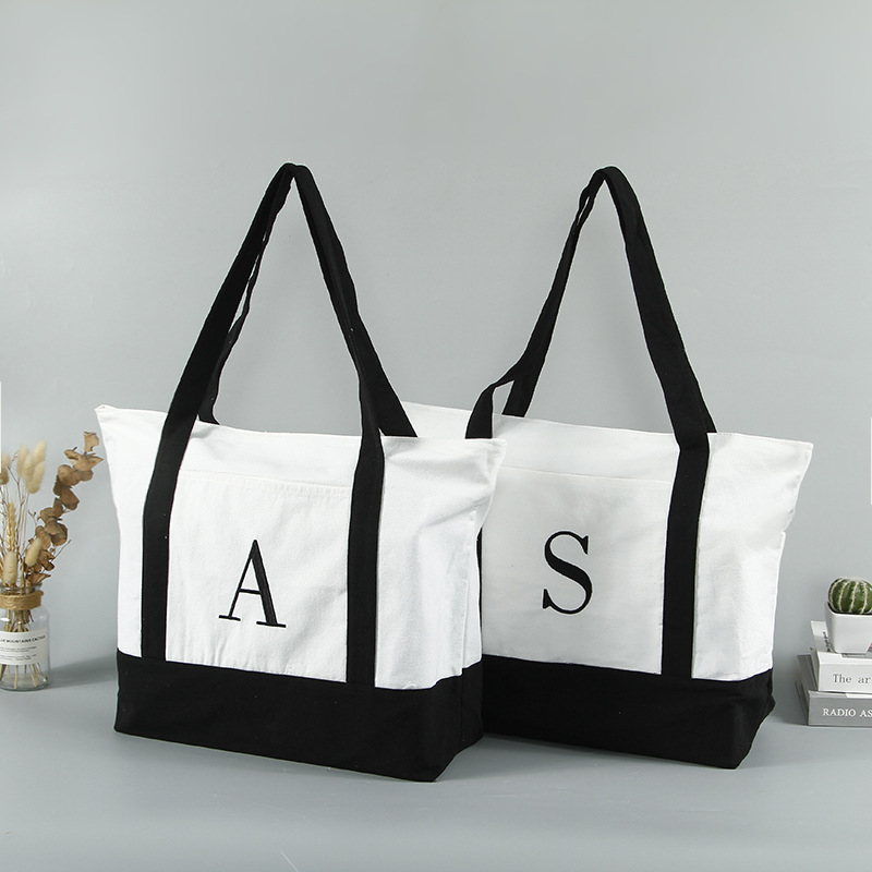 Environmental Protection Leisure Cotton Canvas Tote Bags With Inside Pockets