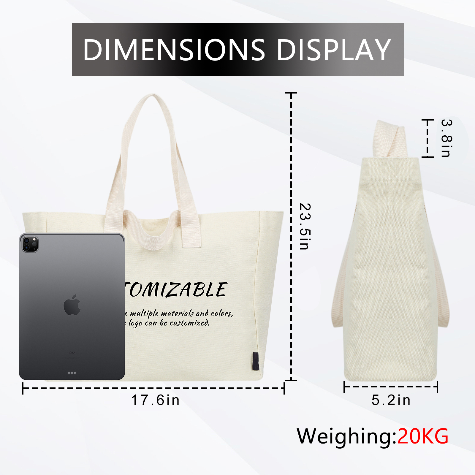 Custom Large Capacity Canvas Tote Bag