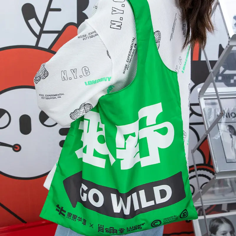 Original Design Waterproof Recycle Polyester Nylon Folding Shopping Bag