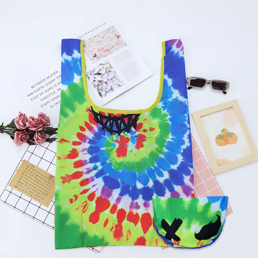 Custom Design Full Printing Carry Packaging Reusable Polyester Tote Bag