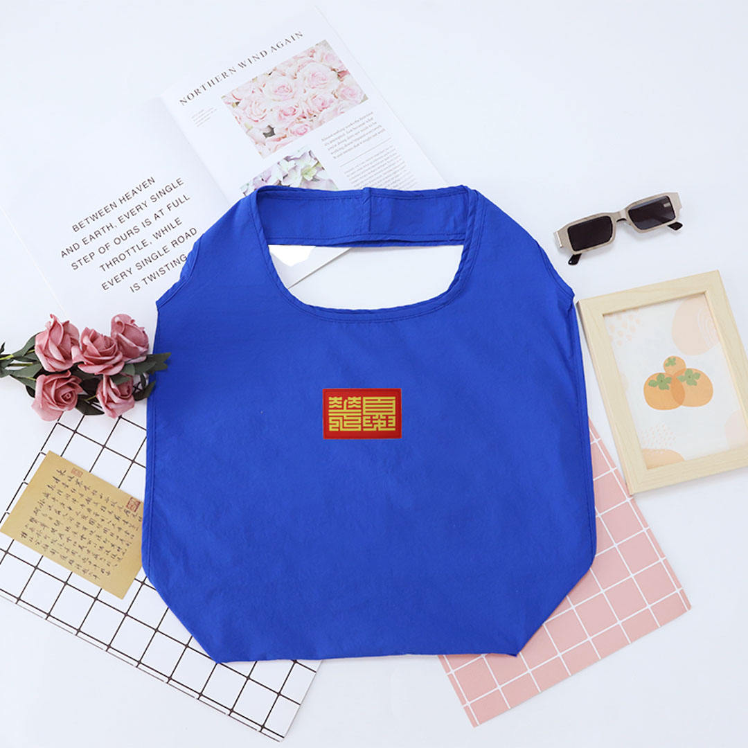 Custom Logo Foldable Luxury Polyester Nylon Reusable Folding Grocery Shopping Bag