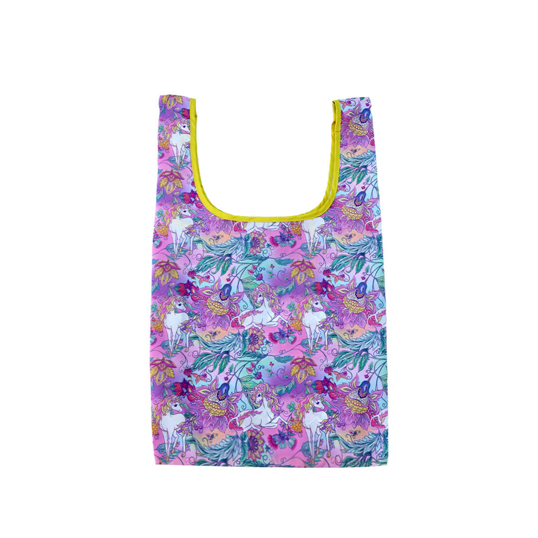 Promotional Eco Floral Print Polyester Foldable Tote Bags