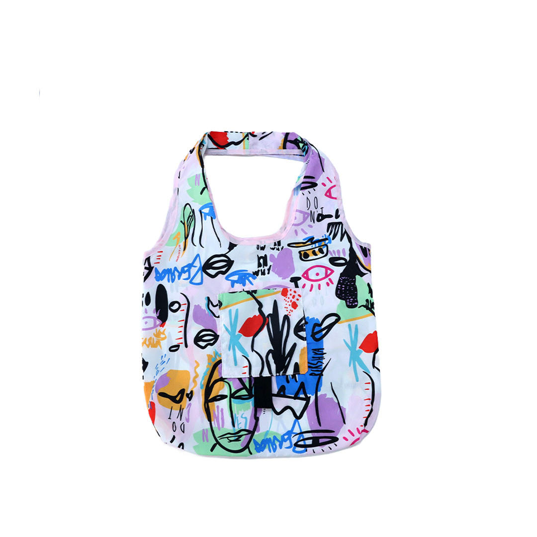 Custom Design Full Printing Carry Packaging Reusable Polyester Tote Bag