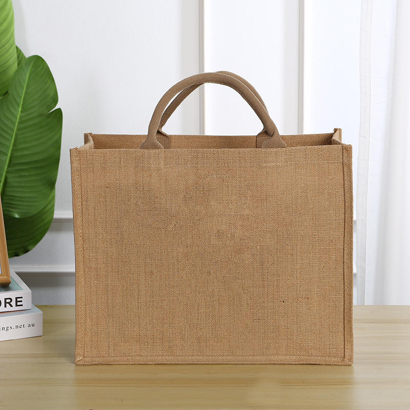 Large Custom Advertising Portable Jute Tote Shopping Bag For Gifts