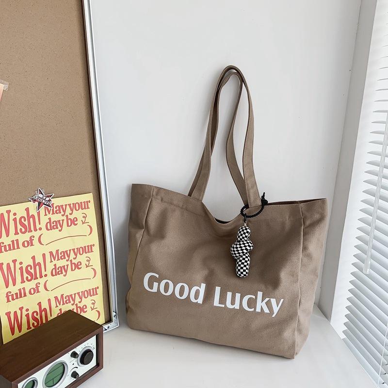 Large Capacity Custom Logo Single Shoulder Canvas Bag Artistic Style Hand-held Shopping Bag