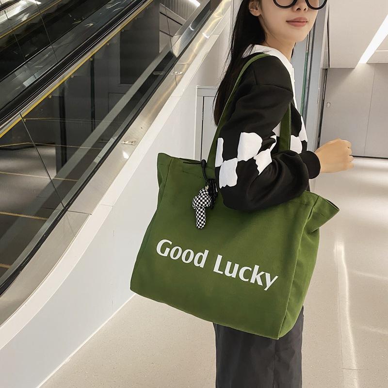 Large Capacity Custom Logo Single Shoulder Canvas Bag Artistic Style Hand-held Shopping Bag