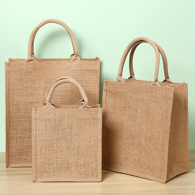 Reusable Advertising Promotional Jute Tote Shopping Bags Wholesale