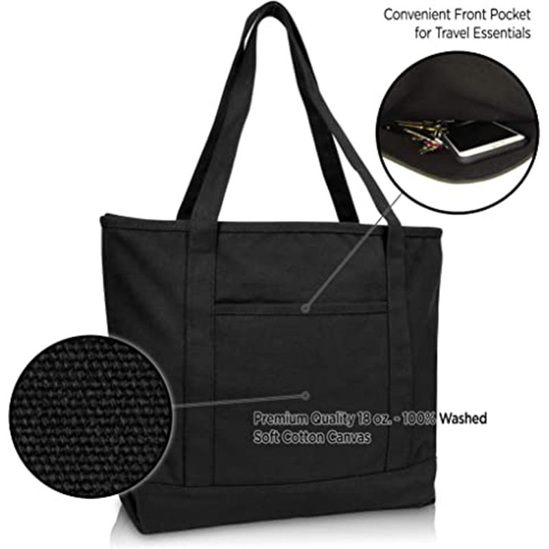 Factory Wholesale Solid Color Cotton Canvas Shopping Bags With Custom Logos