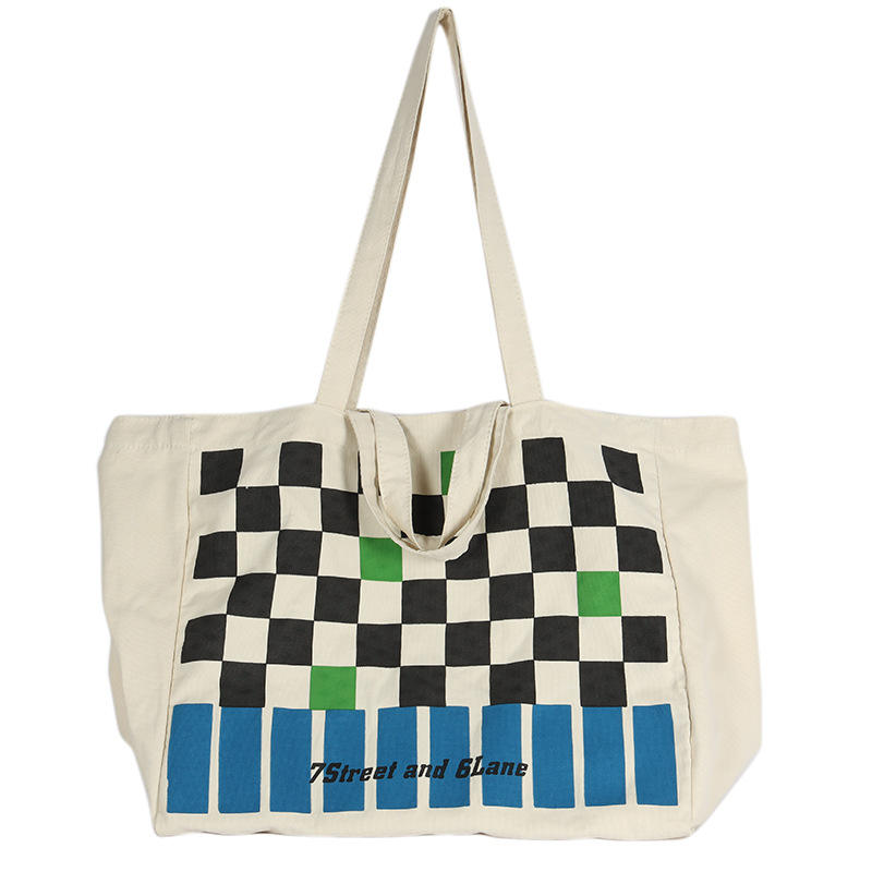 Wholesale Custom Niche Design Sense Checkerboard Canvas Bag Fashion Color Contrast Handbag