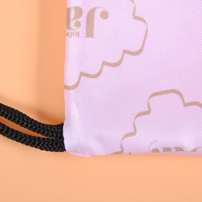 Fashionable Pink Printed Eco-Friendly Recycled Polyester Drawstring Bag