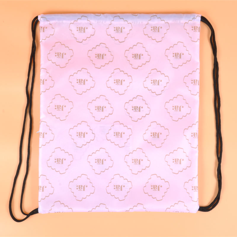 Fashionable Pink Printed Eco-Friendly Recycled Polyester Drawstring Bag