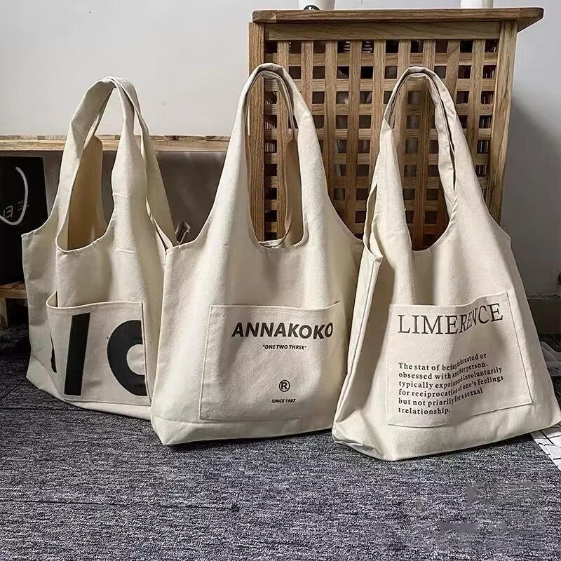 Small Fashion Single Shoulder Canvas Bag Large Capacity Custom Logo Portable Shopping Bag