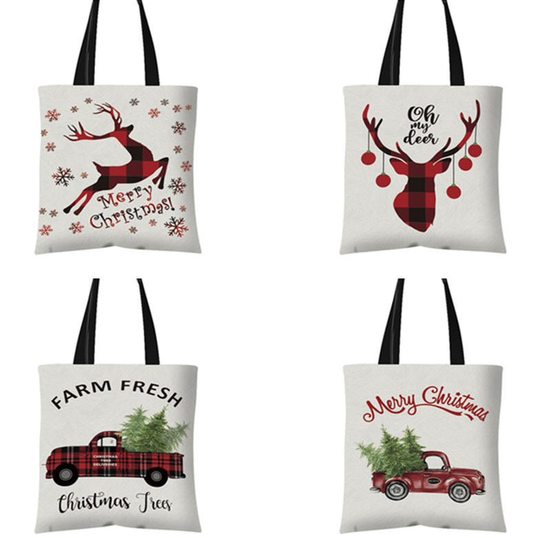 Creative Christmas Single Shoulder Cotton Canvas Bag Manufacturers Custom Shopping Bags For Advertising
