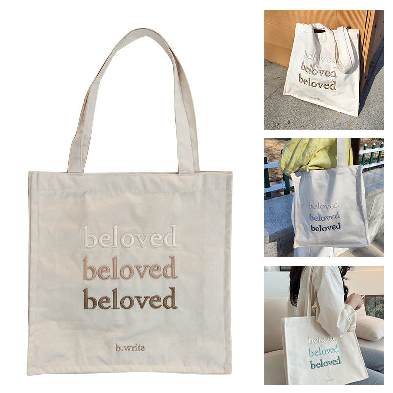 Environmental Friendly Recycled Custom Embroidered Cotton Bag Tote Shopping Bag