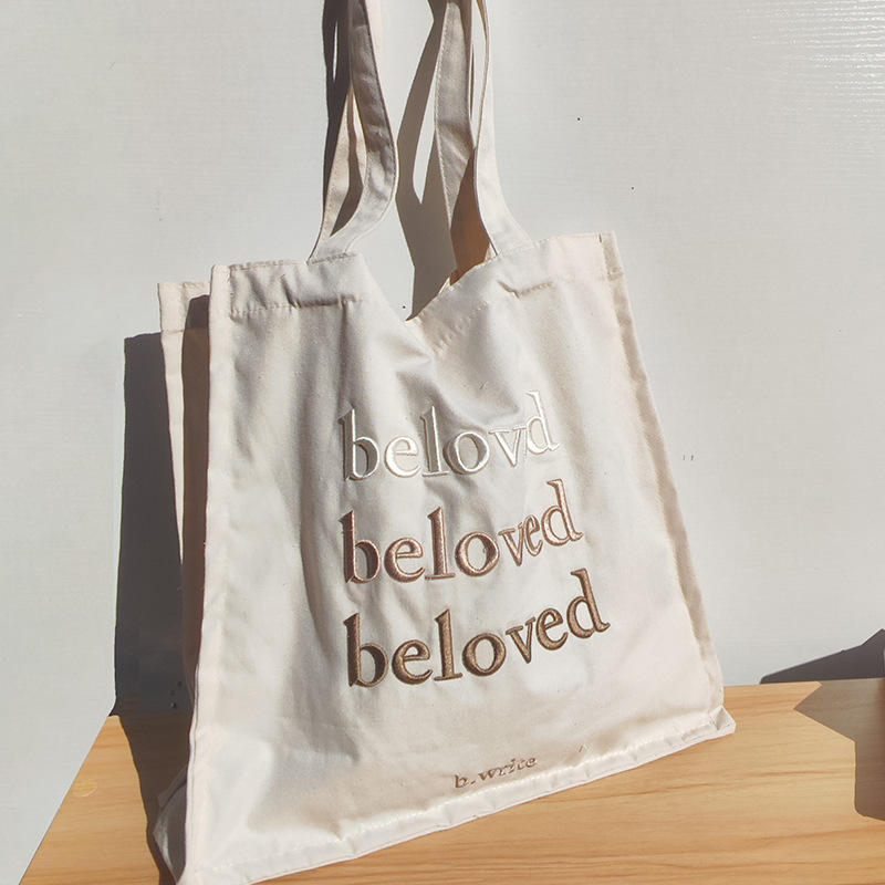 Environmental Friendly Recycled Custom Embroidered Cotton Bag Tote Shopping Bag