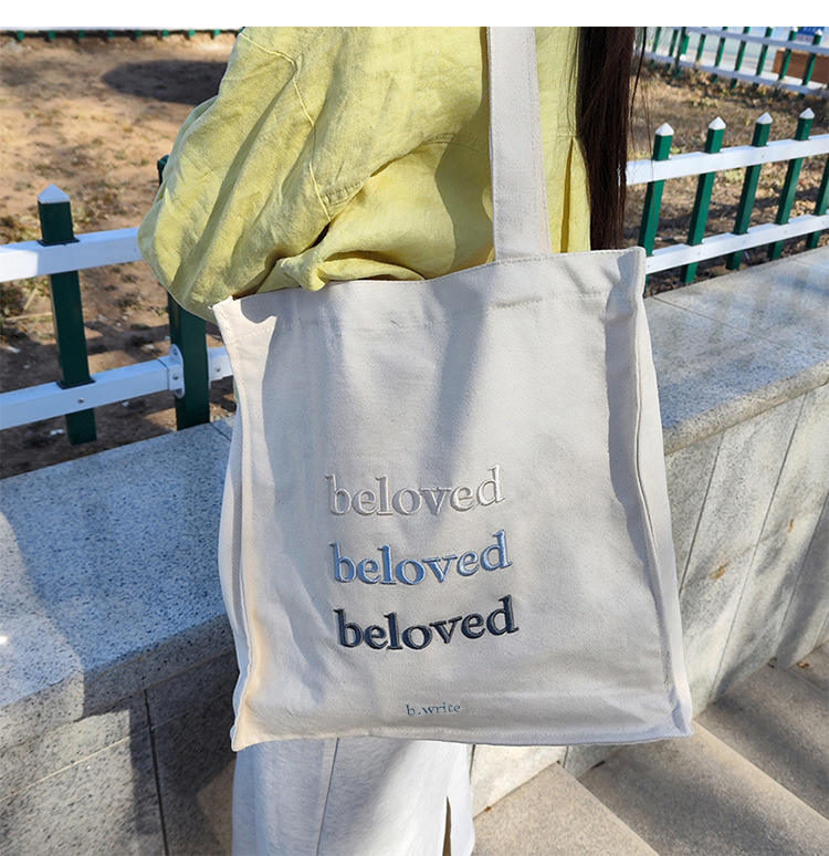 Environmental Friendly Recycled Custom Embroidered Cotton Bag Tote Shopping Bag