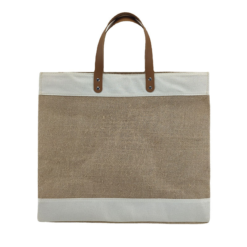Spot Literary Leisure Stitching Jute Tote Bag Wholesale
