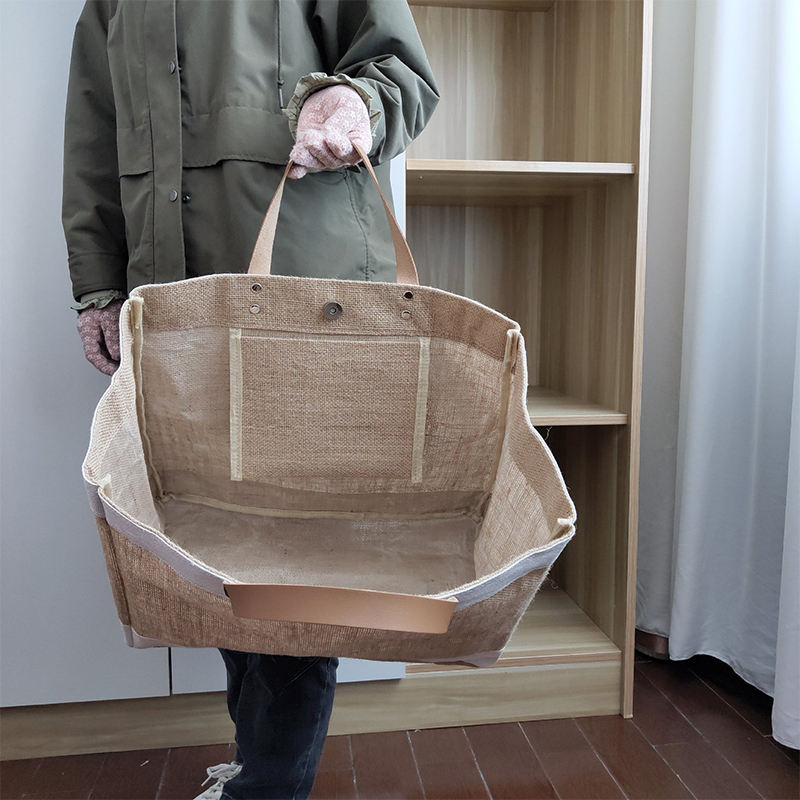 Spot Literary Leisure Stitching Jute Tote Bag Wholesale