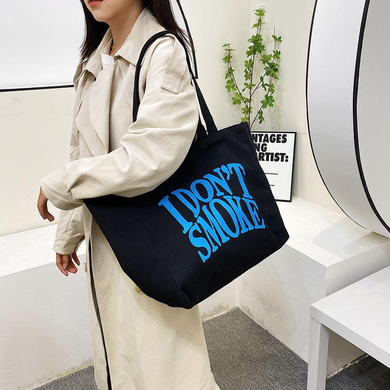Large Capacity Artistic Canvas Shoulder Bag Custom Printed Hand-held Canvas Bag