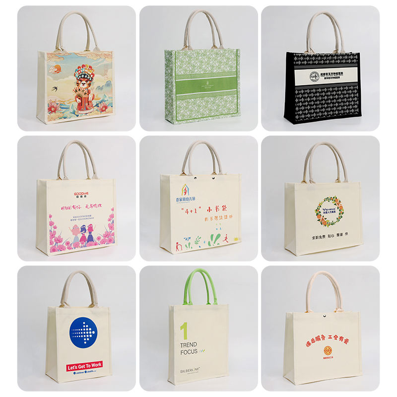 White Linen Canvas Bag Large Capacity Bento Bag Leisure Shopping Bag Custom Logo