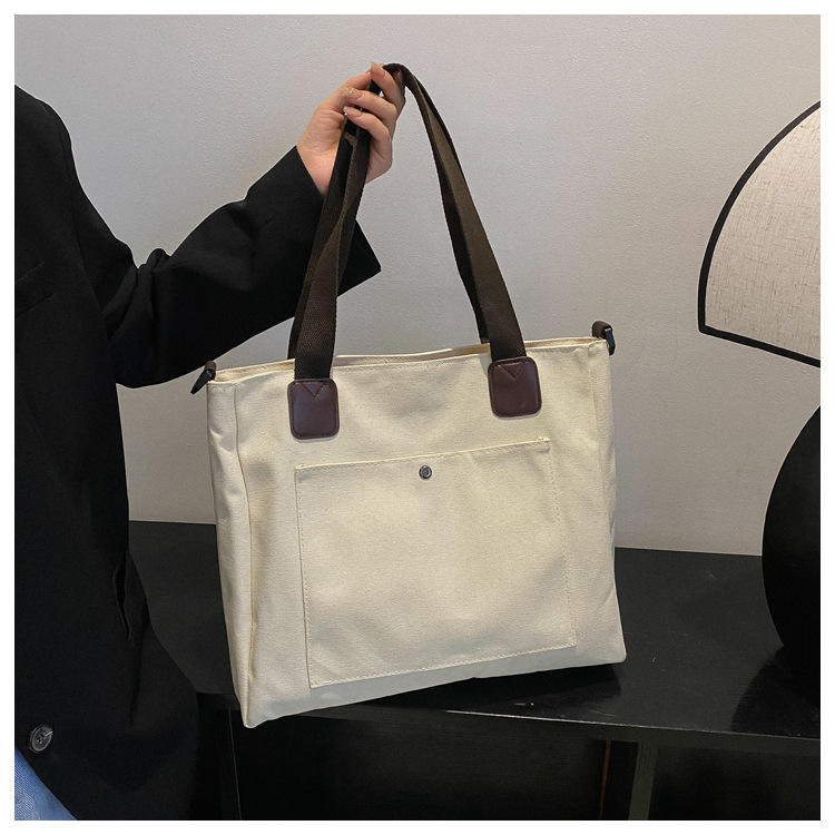 Large Capacity Custom Logo Single Shoulder Crossbody Bag Pure Color Simple Canvas Bag