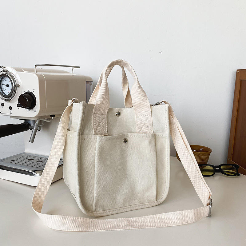 Simple Solid Color Crossbody Bag Canvas Single Shoulder Bag
