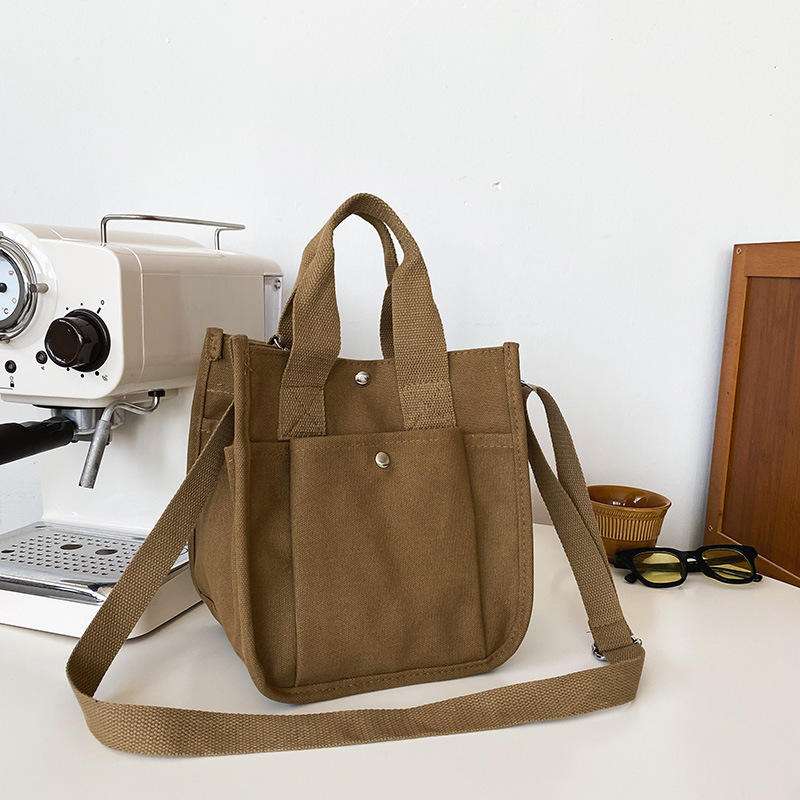Simple Solid Color Crossbody Bag Canvas Single Shoulder Bag