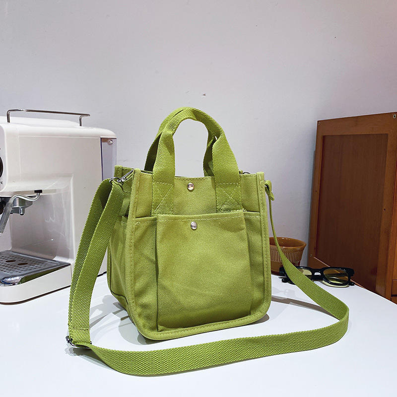 Simple Solid Color Crossbody Bag Canvas Single Shoulder Bag