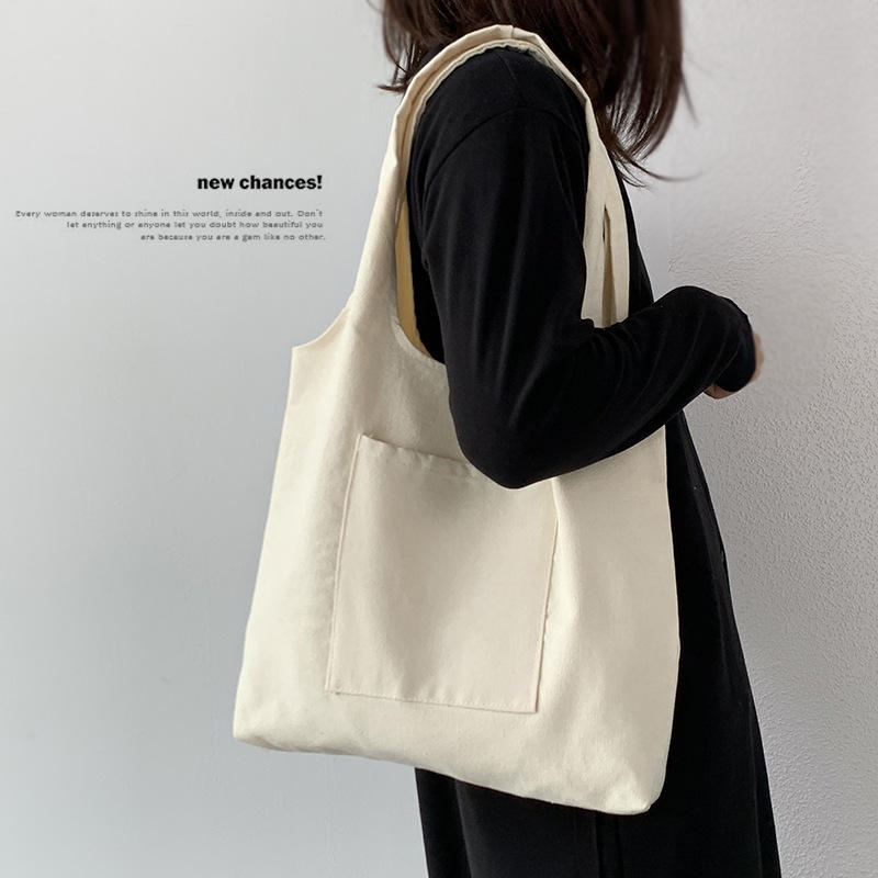 Simple Leisure Cotton Canvas Tote Shopping Bags For Daily Life