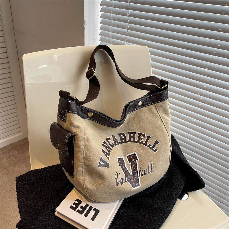 Large Capacity Custom Logo Canvas Bag Retro Fashion Messenger Bag For Shopping