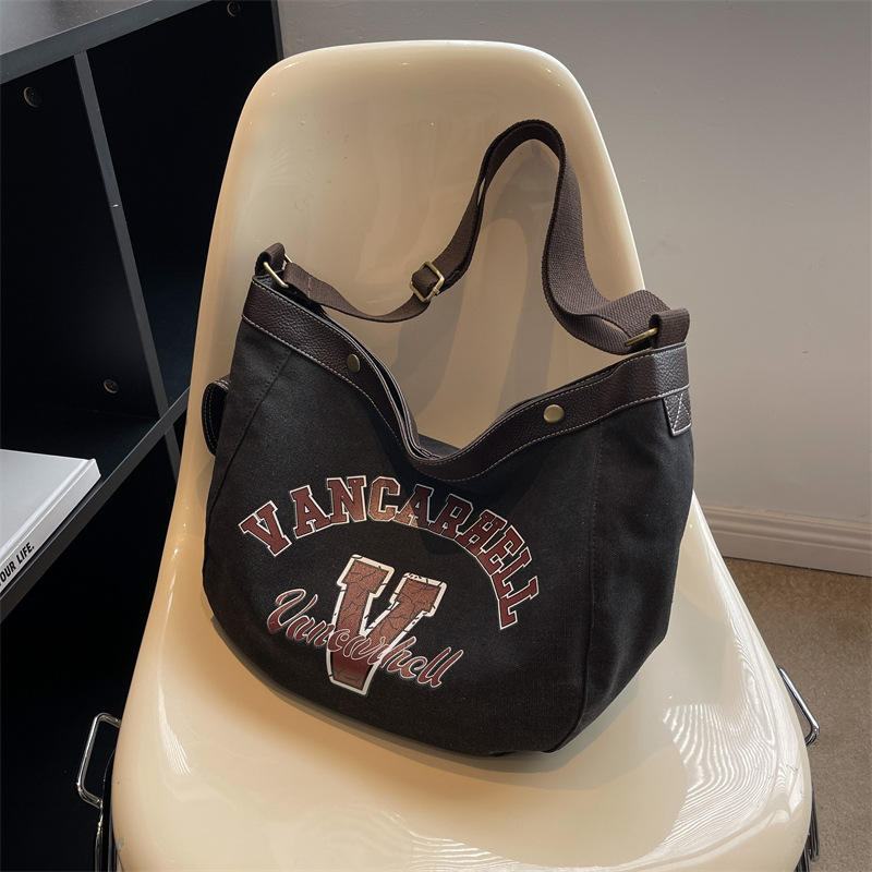 Large Capacity Custom Logo Canvas Bag Retro Fashion Messenger Bag For Shopping