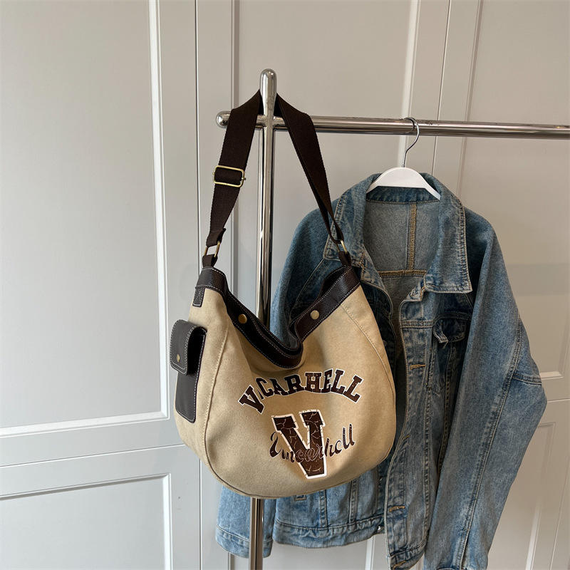 Large Capacity Custom Logo Canvas Bag Retro Fashion Messenger Bag For Shopping