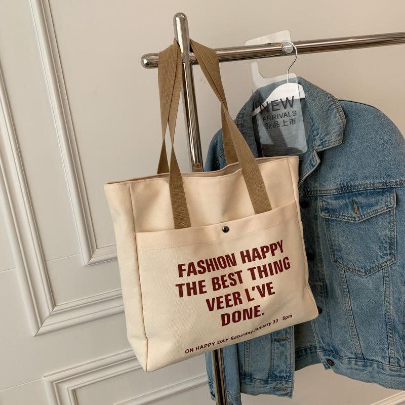 Large Capacity Custom Logo Shoulder Bag Fashion Artistic Cotton Canvas Bag
