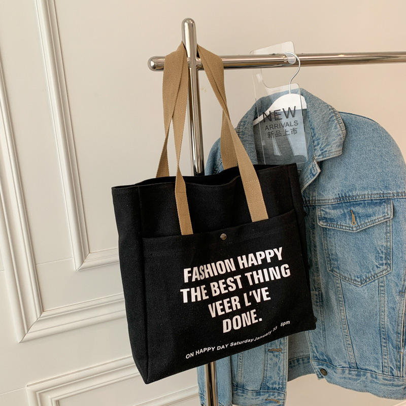 Large Capacity Custom Logo Shoulder Bag Fashion Artistic Cotton Canvas Bag