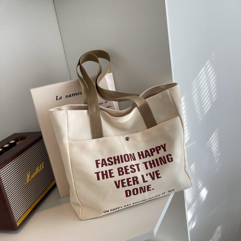 Large Capacity Custom Logo Shoulder Bag Fashion Artistic Cotton Canvas Bag