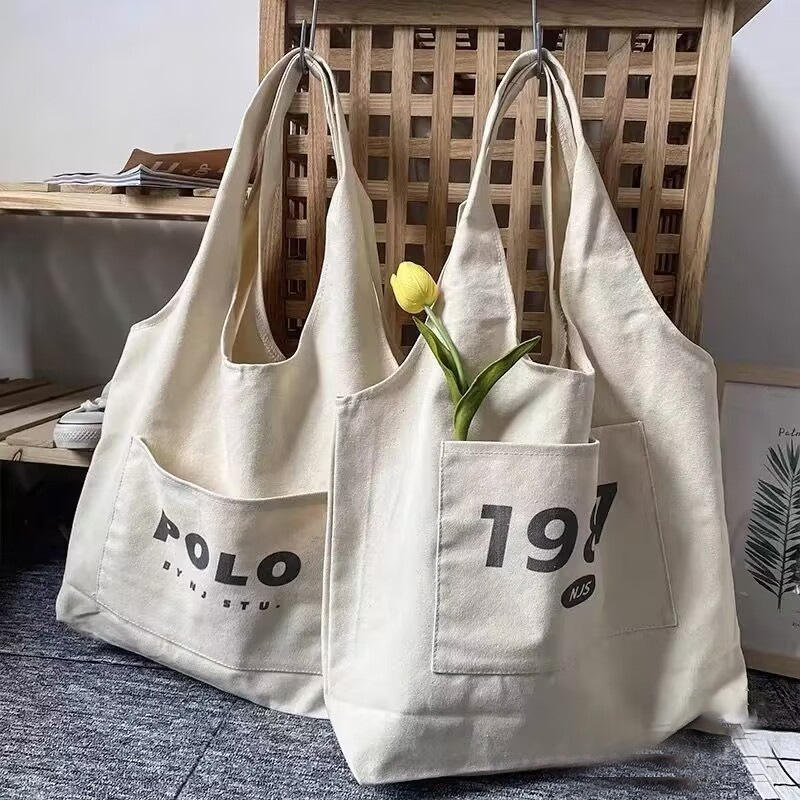 Small Fashion Single Shoulder Canvas Bag Large Capacity Custom Logo Portable Shopping Bag
