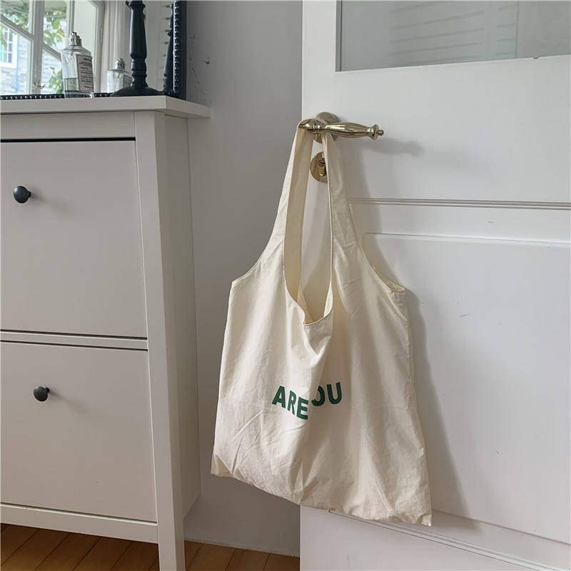Large-capacity Letter Printing Shopping Bag Fresh Fashion Cotton Canvas Bag