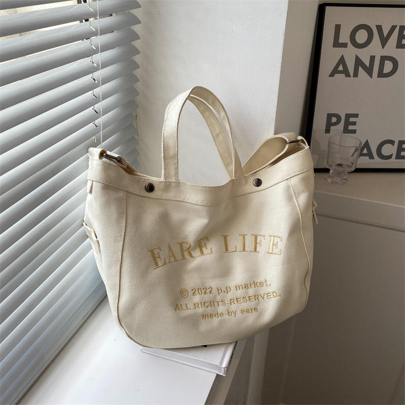 Large Capacity Embroidered Canvas Bag Fashion Personality Single Shoulder Messenger Bag