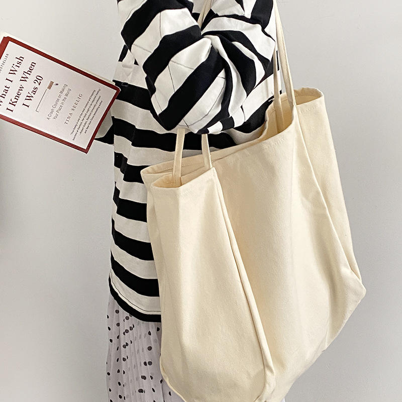 Large Capacity Custom Printed Logo Canvas Tote Bags For Shopping