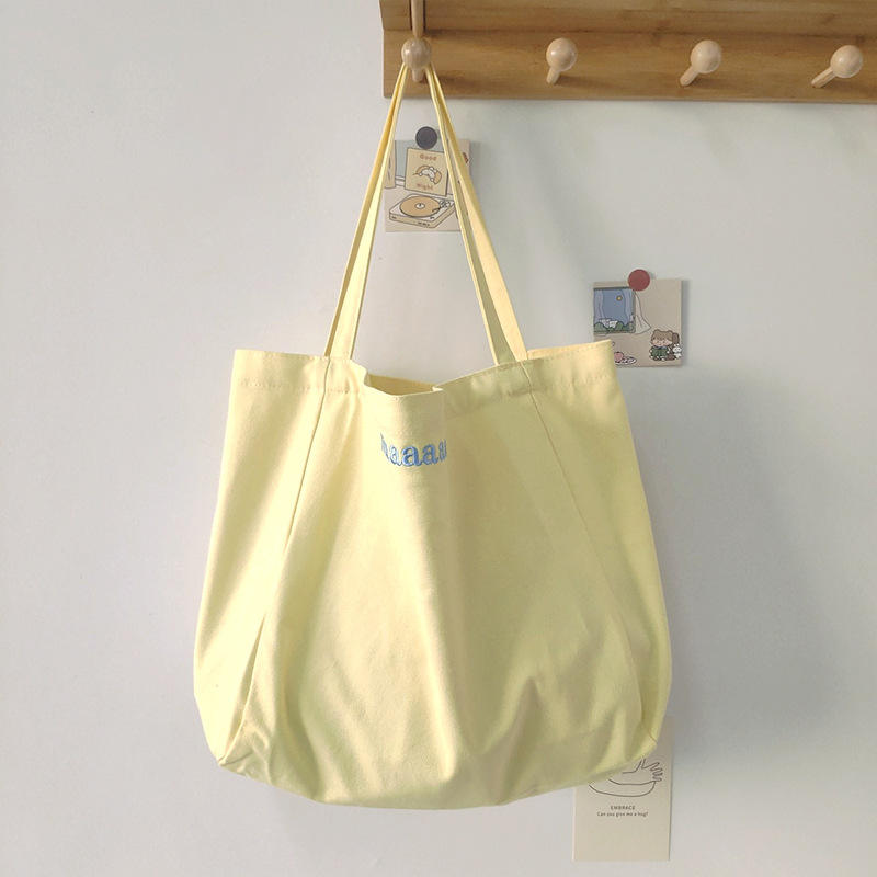 Multicolor Letter Tote Canvas Bag Simple Eco Friendly Customizable Shopping Bag
