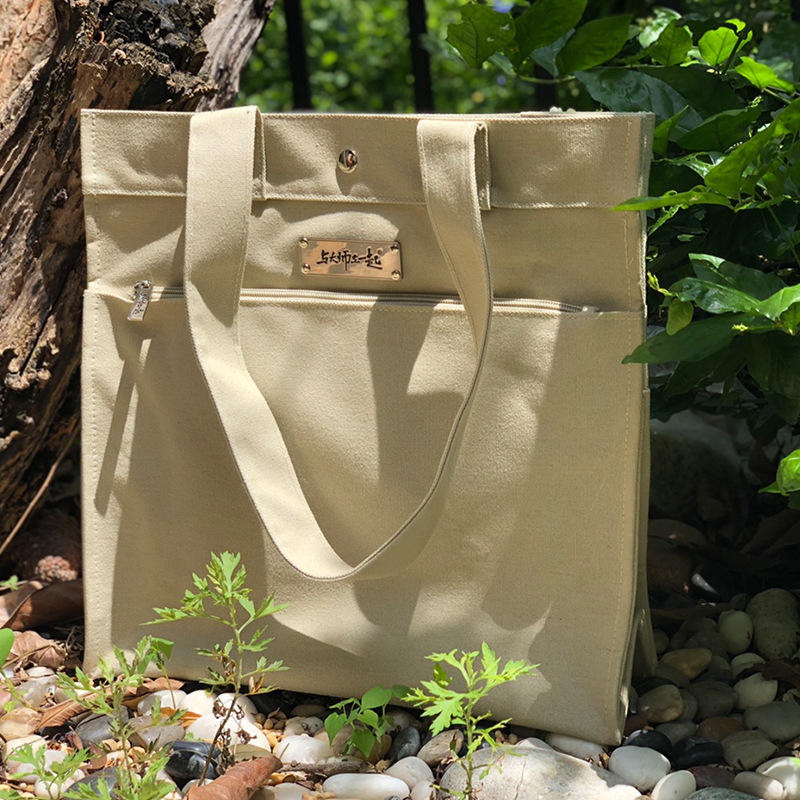 Simple Style Cotton Canvas Tote Bags With Custom Logo