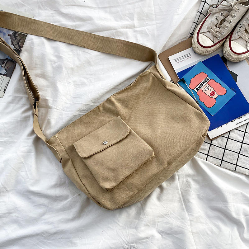 Korean Japanese Single Shoulder Canvas Bag Retro Style Crossbody Bag