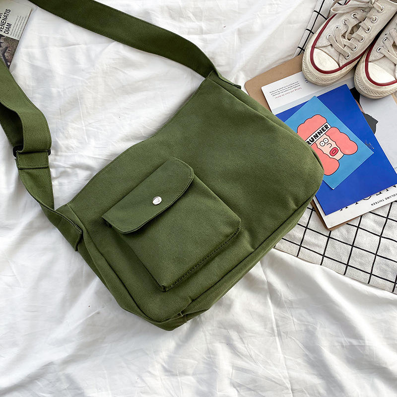 Korean Japanese Single Shoulder Canvas Bag Retro Style Crossbody Bag