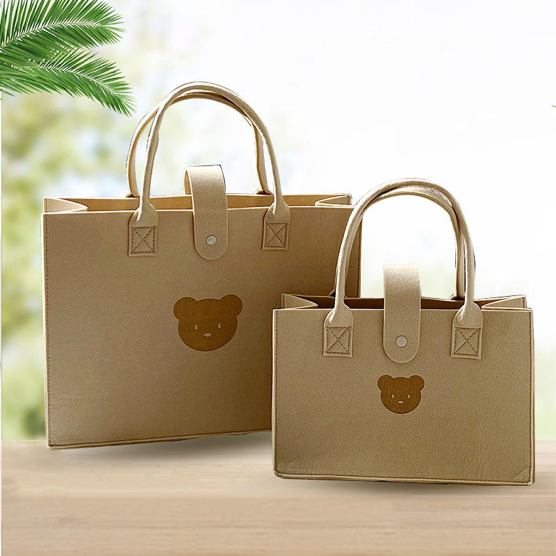New design Eco-friendly Cute Bear Felt Tote Bag With Custom Logo For Shopping