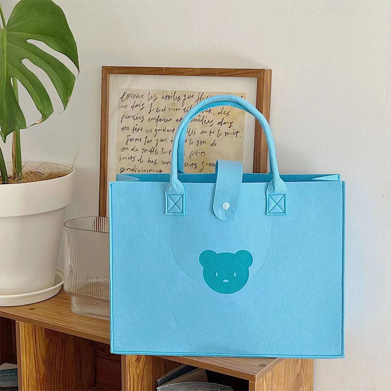 New design Eco-friendly Cute Bear Felt Tote Bag With Custom Logo For Shopping