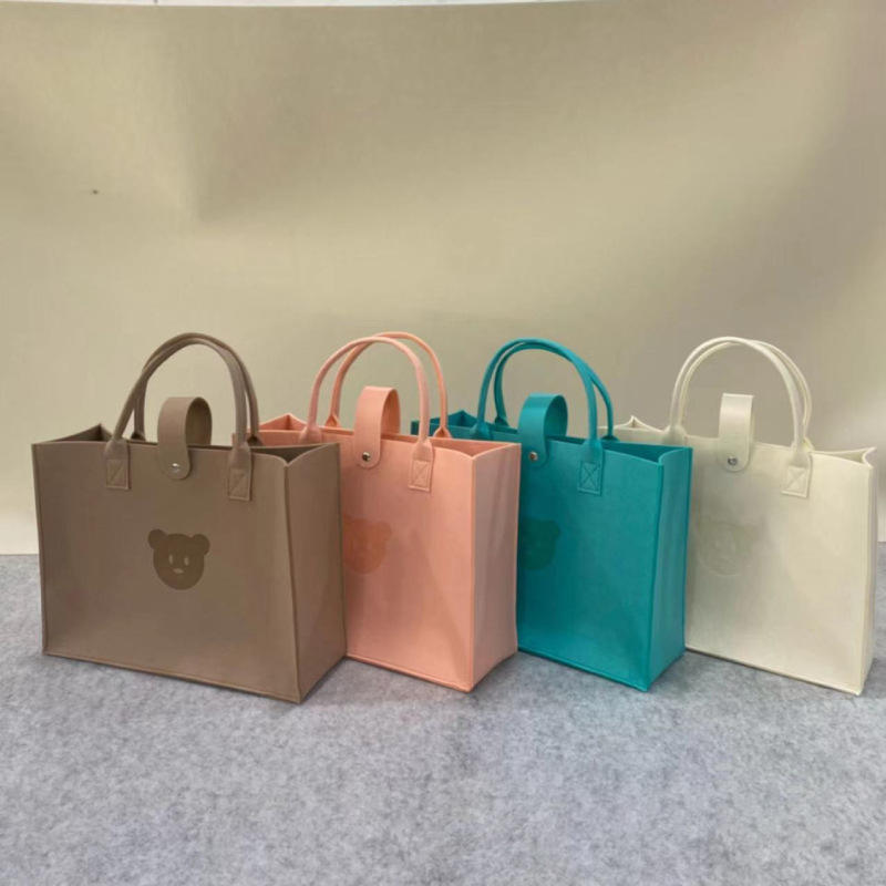 New design Eco-friendly Cute Bear Felt Tote Bag With Custom Logo For Shopping