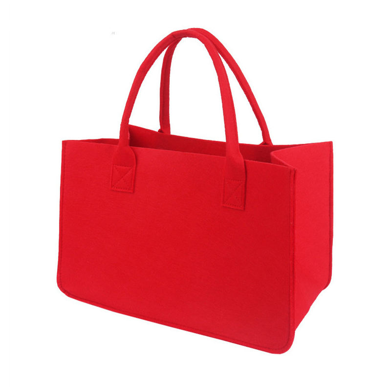 High Quality Large Capacity Custom Eco-Friendly Red Felt Tote Shopping Bag handbags