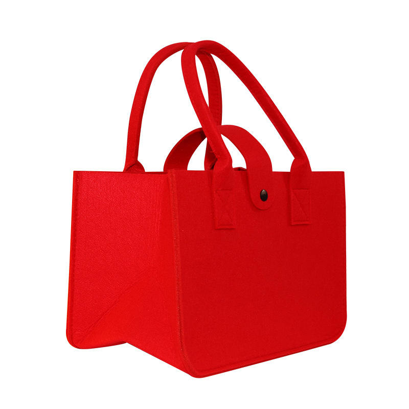 High Quality Large Capacity Custom Eco-Friendly Red Felt Tote Shopping Bag handbags