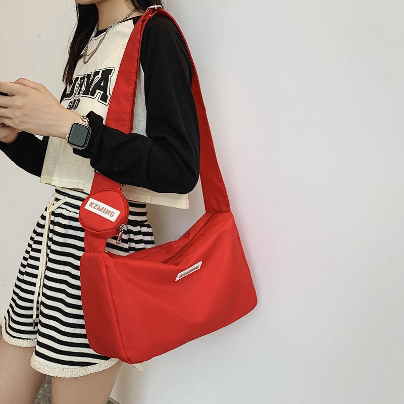 Solid Color Creative Printing Canvas Messenger Bag For Women